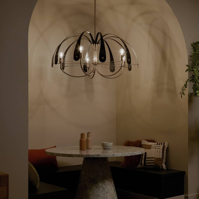 Kichler Lighting Petal 42.5 in. 5-Light Champagne Bronze with Black or White Accent Chandelier