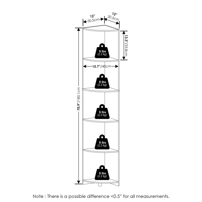 70.87 in. Tall White Wood 5-Shelf Bookcase