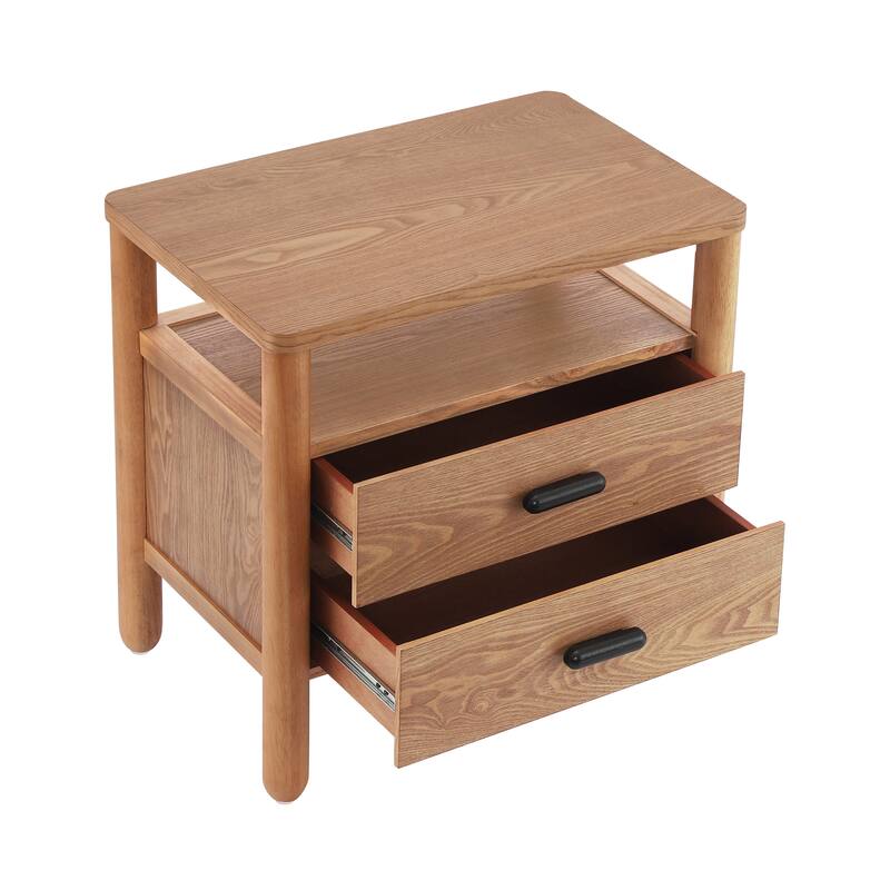 Christopher Knight Home - Modern Minimalist 23.62" Nightstand with Rounded Wood Legs & Open Storage Shelf, Multi-Functional Use