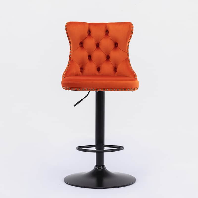 Swivel Velvet Barstools Adjusatble Seat Height,Modern Upholstered Bar Stools with Backs Comfortable Tufted ,Set of 2