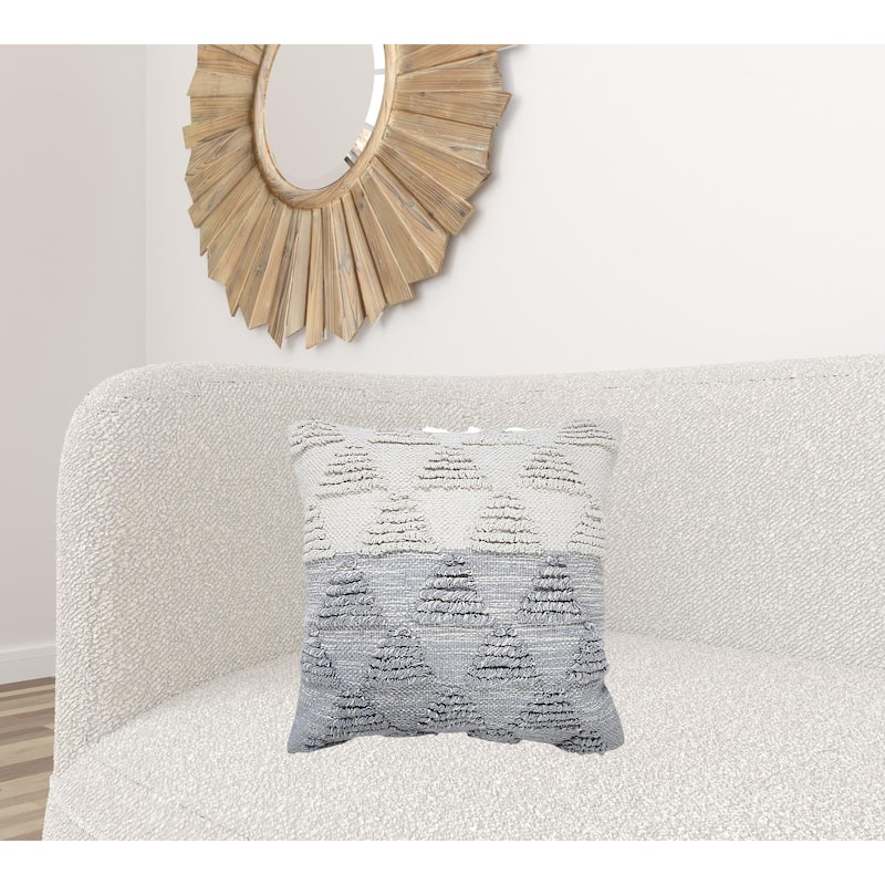 HomeRoots 20" X 20" Heathered Gray And Off-White 100% Cotton Geometric Zippered Pillow