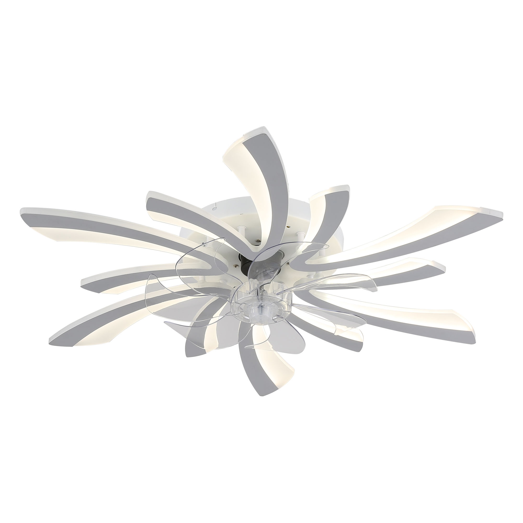 Chichoice 31" Modern Low Profile Flower Ceiling Fan with LED Light, Hidden Blade 6-Speed Flush Mount Fandelier with Remote/App