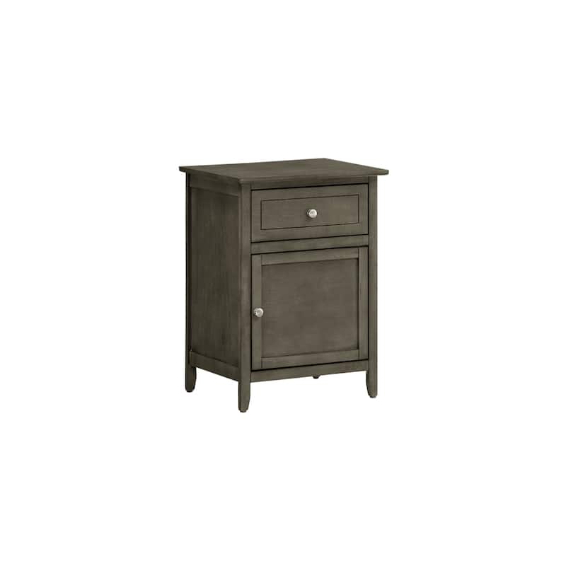 Grey Nightstand 25x19x15 Transitional Bedside Table with Three Drawers, Compact Size and Practical Bedroom Organization