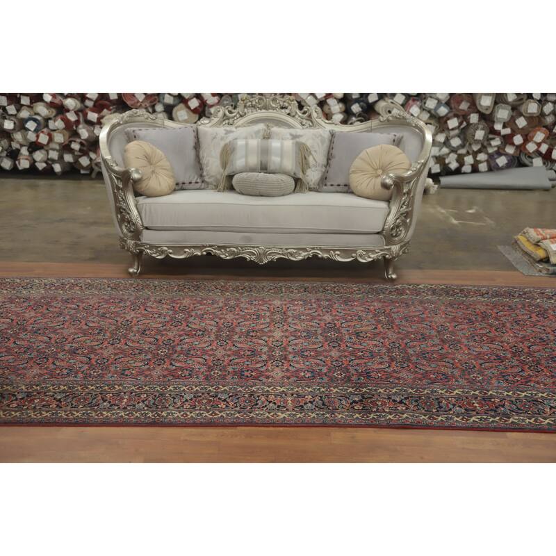 Hand Knotted Oriental Kork Wool Carpet Traditional Floral Oranges & Rust Tabriz Area Rug - 15' 0'' X 6' 2''