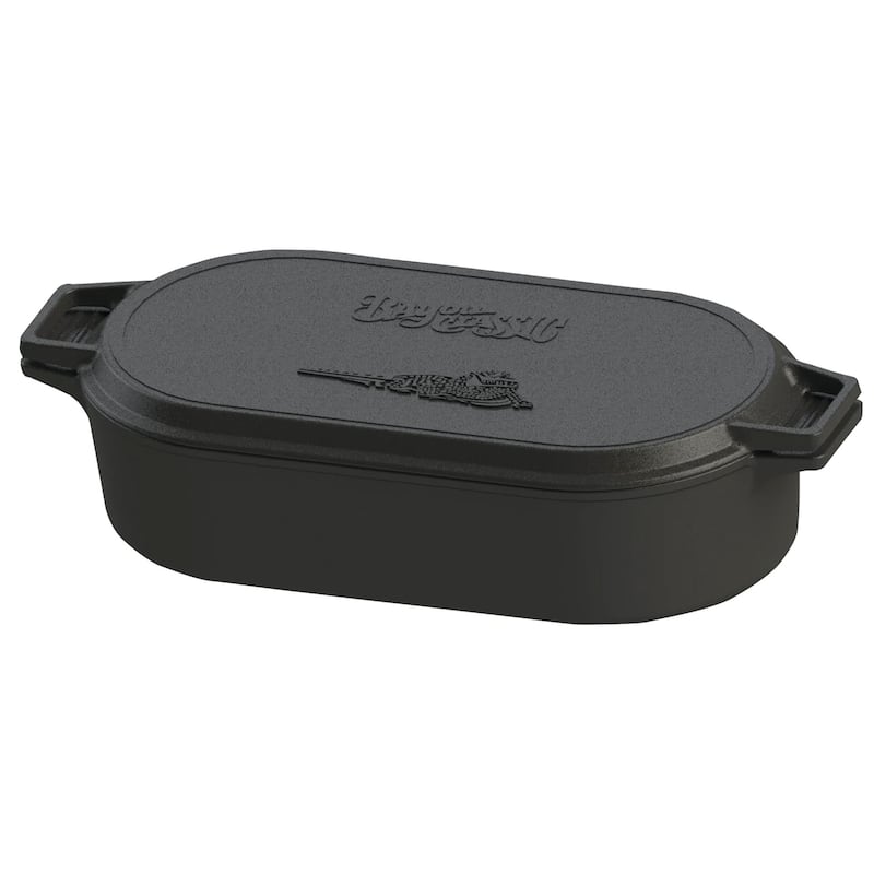 Bayou Classic 7477 6 Quart Large Cast Iron 17 In x 9.25 In Oval Fryer with Lid - 352