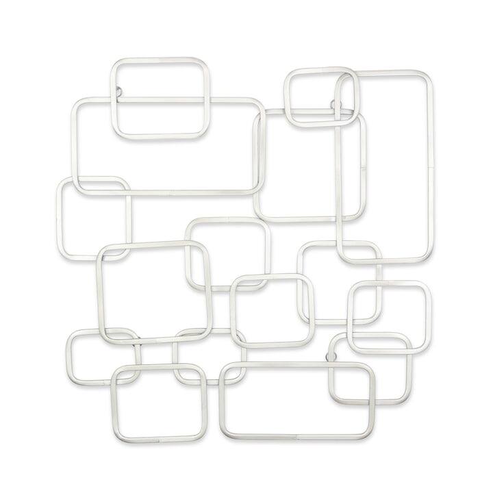 Elara Silver Curved Square Abstract Wall Decor