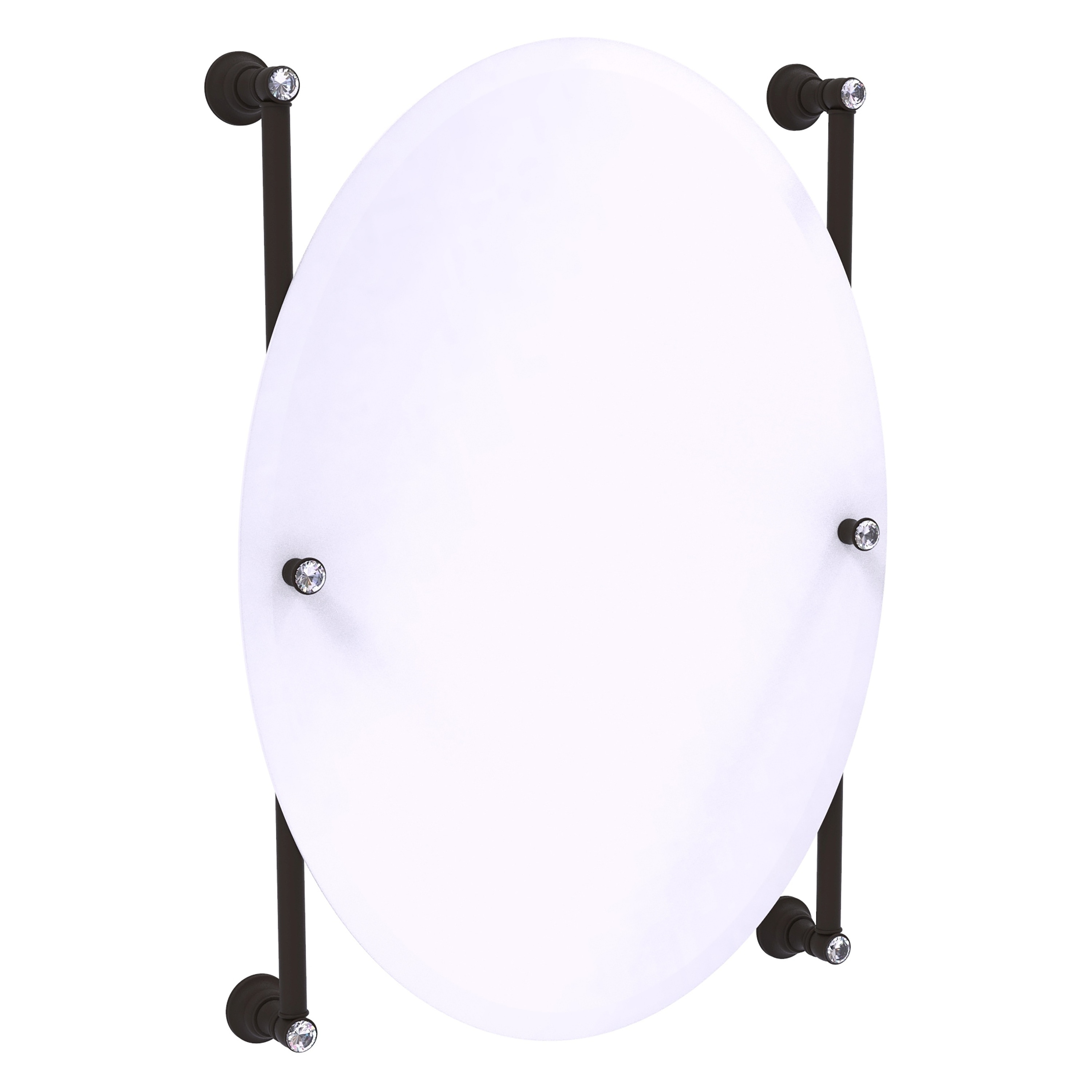 Allied Brass Carolina Crystal Collection Oval Frameless Rail Mounted Mirror