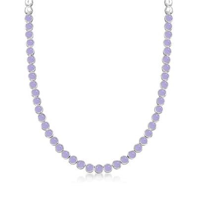 925 Sterling Silver Purple Jade Gemstone Tennis Necklace