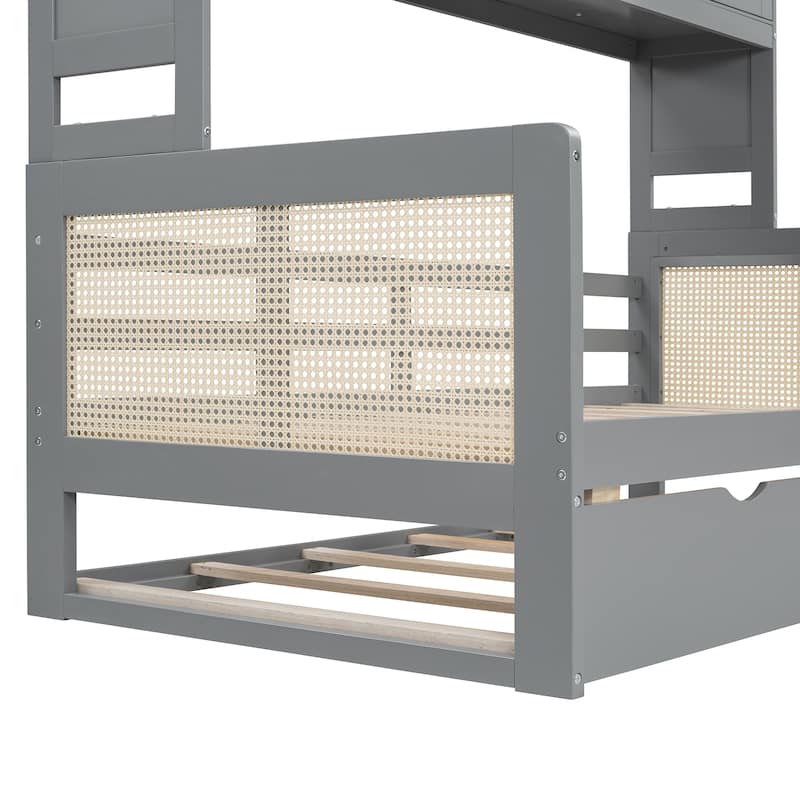 Twin Size Wooden Daybed With Twin Size Trundle, and All-in-One Cabinet and Shelf