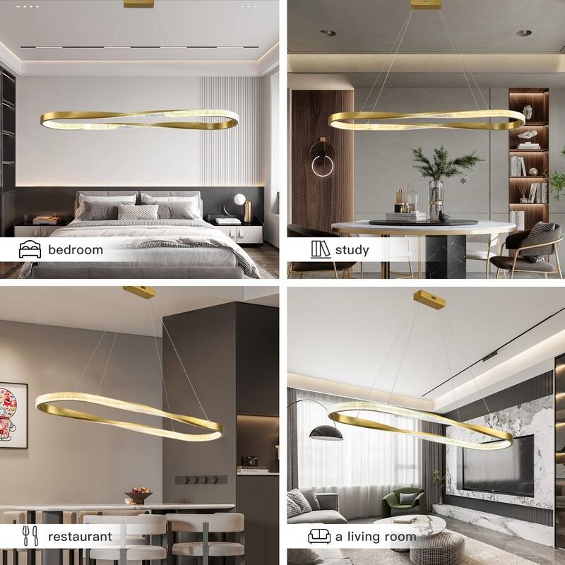 Modern LED Pendant Light Fixture, Contemporary Irregular Ring Chandelier