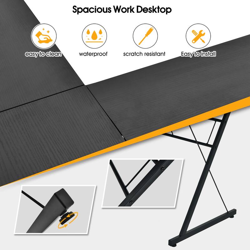L Shaped Corner Computer Desk Space Saving Workstation Study Desk