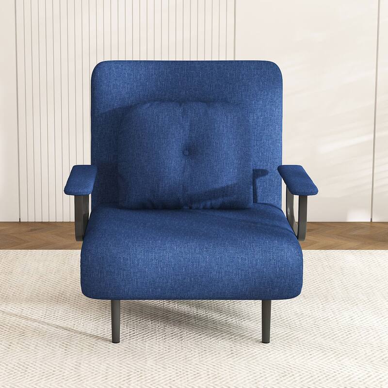 Roomfitters 3-in-1 Convertible Chair Folding Sofa Bed, 5-Position Adjustable Backrest Sleeper Chair with Pillow, Blue