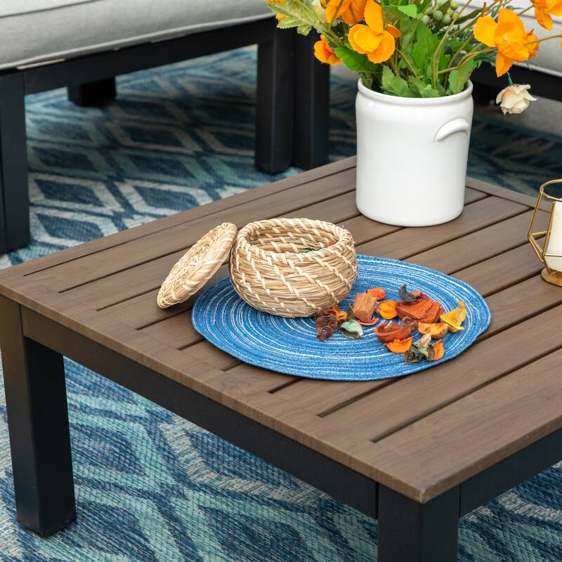 10-Seat Patio Sectional sofa set, E-coating Steel frame Conversation Sets with Built-in Side Table , Grey Cushion