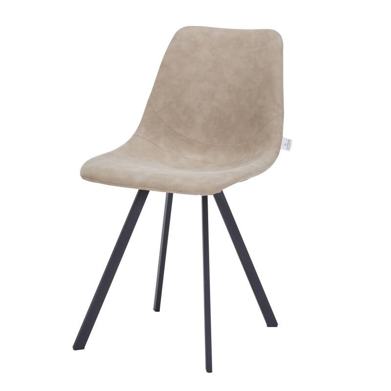 Markley Dining Chair with Leather Seat in Black Steel Legs, Scratch-Resistant, Ergonomic & Comfortable Modern Kitchen Chair
