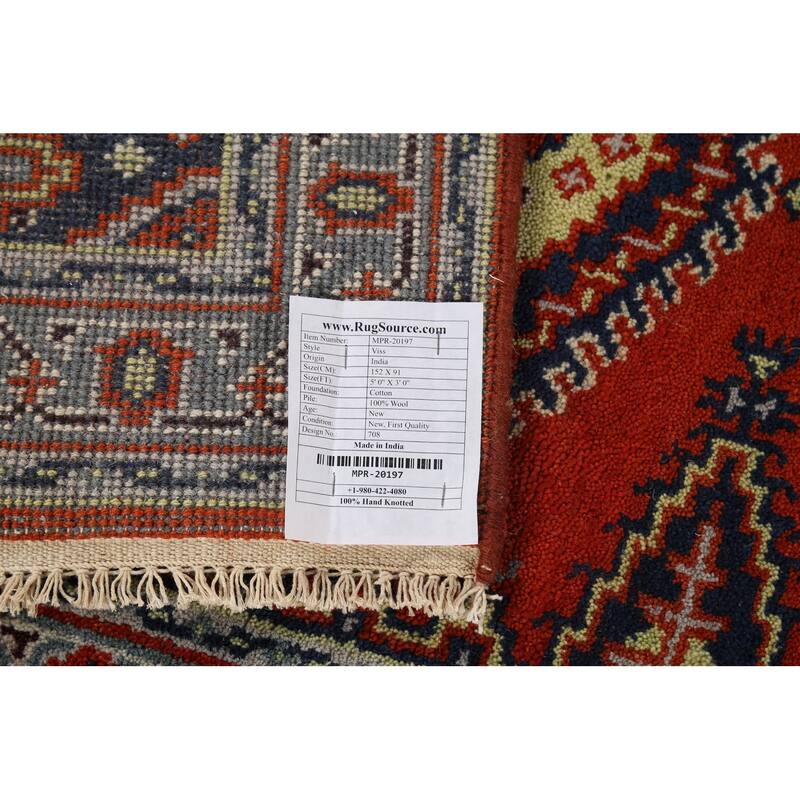 Orange Viss Indian Accent Rug Handmade Wool Carpet - 3'0"x 5'0"