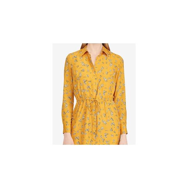 Shop Ralph Lauren Womens Yellow Floral Print Long Sleeve Collared