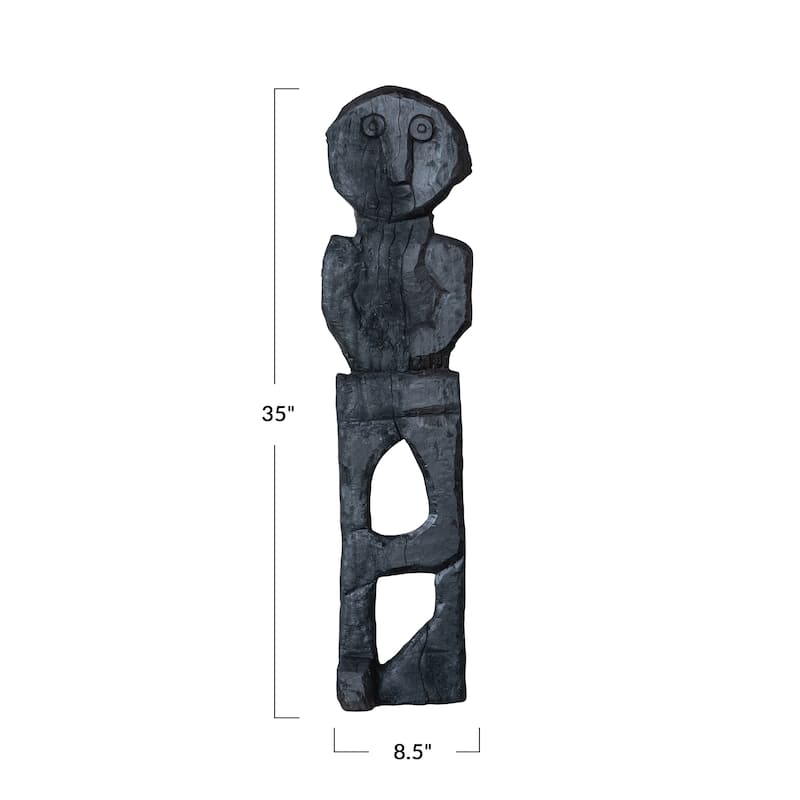 Wood Vintage Reproduction Figure Wall Hanging, Black