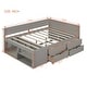 preview thumbnail 2 of 9, Full Platform Bed Daybed Slat Support Captain Bed with L-Shaped Guardrail 4 Drawers and Shelves No Box Spring Needed - Grey