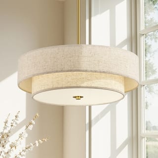 CO-Z 18 in 4-Light Dimmable Semi Flush Mount Fabric Ceiling Light Pendant - 18"