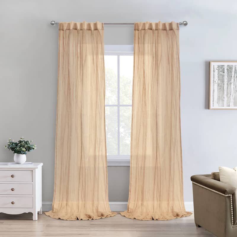 Paloma Sheer Dual Header Curtain Panel - 52" x 108" - Apricot