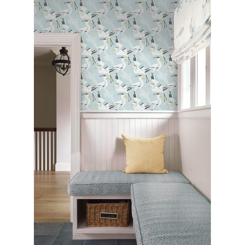 NuWallpaper Coastal Wings Blue Peel and Stick Wallpaper - N/A