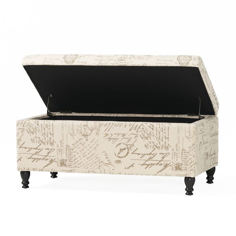 Flip Top Upholstered Storage Bench Ottoman for Bedroom or Living Room