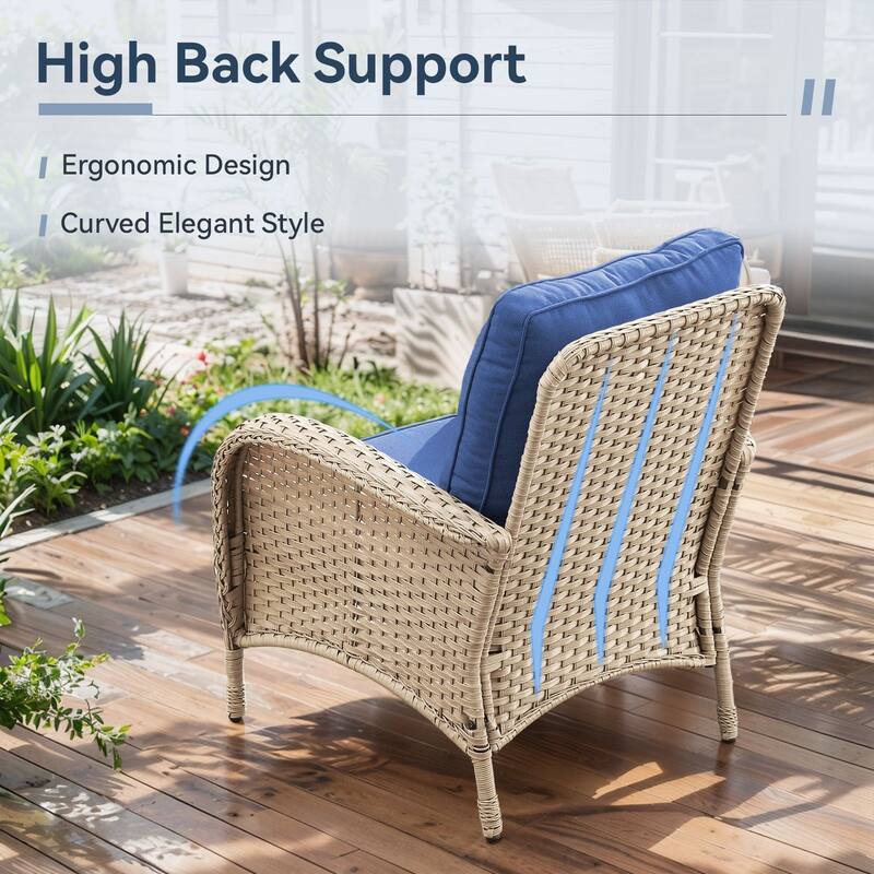 Gymojoy Stylish High Back Outdoor Wicker Dining Chairs Set of 2