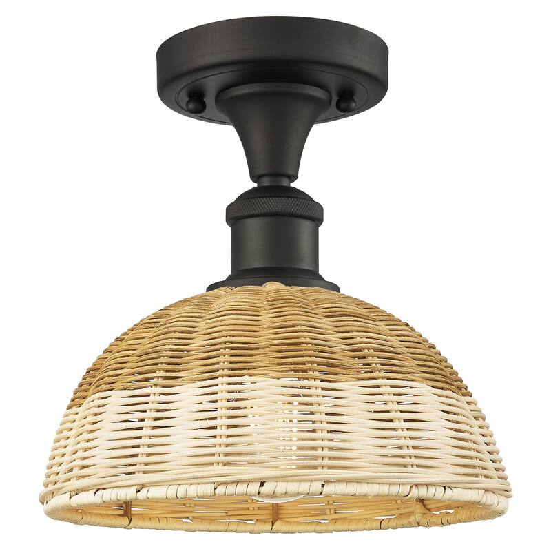 Innovations Lighting 516-1C-10-9 Bristol Natural II Semi-Flush Bristol - Oil Rubbed Bronze / Natural