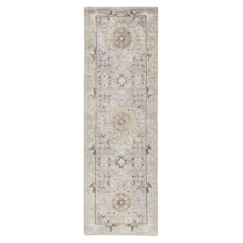 Arista Hand-Knotted Oriental Area Rug - 2'6" x 8' Runner - Grey/Blue - Runner/Rectangle