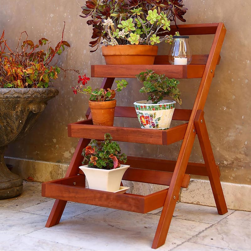 Three-layer Wooden Foldable Garden Plant Stands