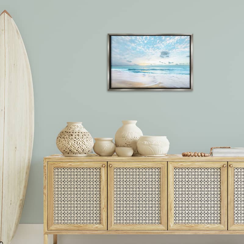 Stupell Sun Bleached Ocean Shore Framed Floater Canvas Wall Art Design By Danita Delimont