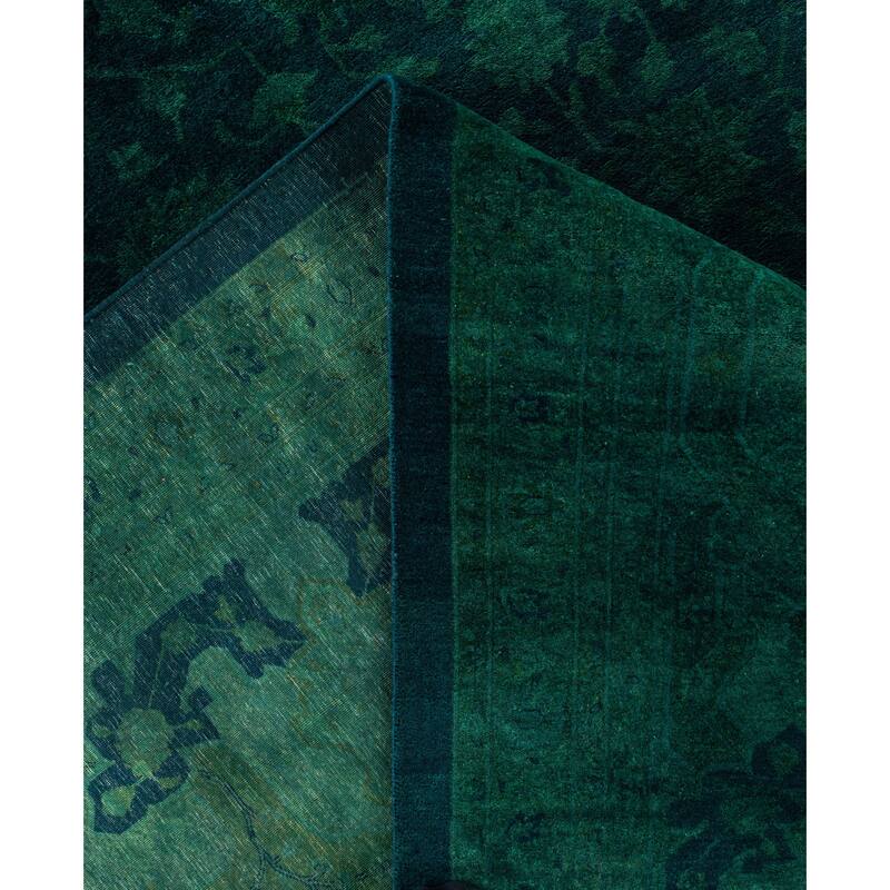 Overdyed One-of-a-Kind Hand-Knotted Area Rug - Green - 12' 0" x 17' 6"