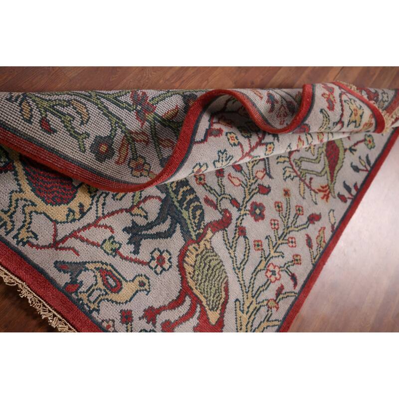 Animal Pictorial Ziegler Indian Rug Hand-Knotted Wool Carpet - 4'1"x 5'10"