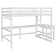 preview thumbnail 12 of 10, White Full Wood High Loft Bed with Desk & Guardrails