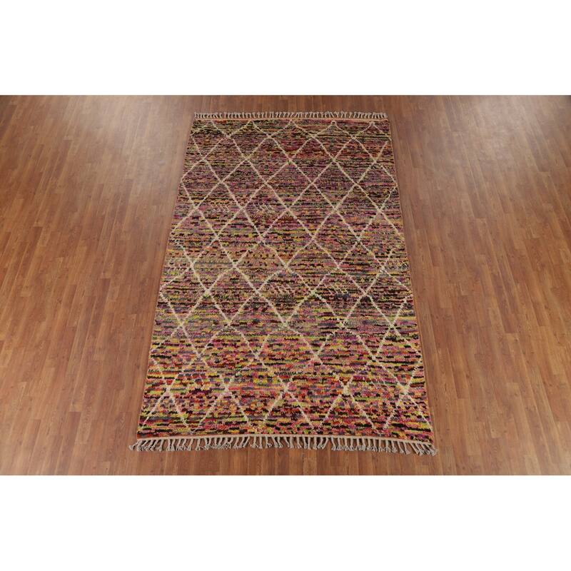 Trellis Plush Moroccan Oriental Area Rug Hand-Knotted Wool Carpet - 6'0" x 9'7"