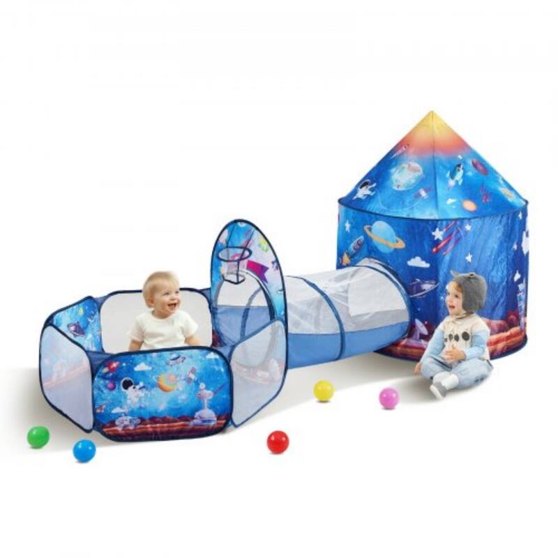 Multi Color Polyester 3 Piece Kids Play Tent Tunnel Set with Ball Pit - N/A