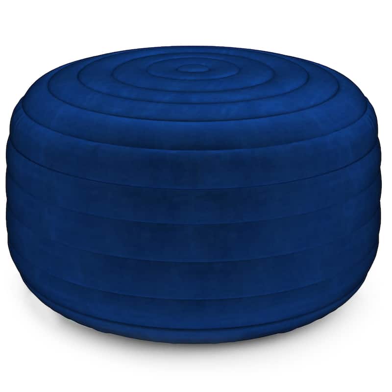 WYNDENHALL Anna Boho Round Pouf in Velvet Fabric