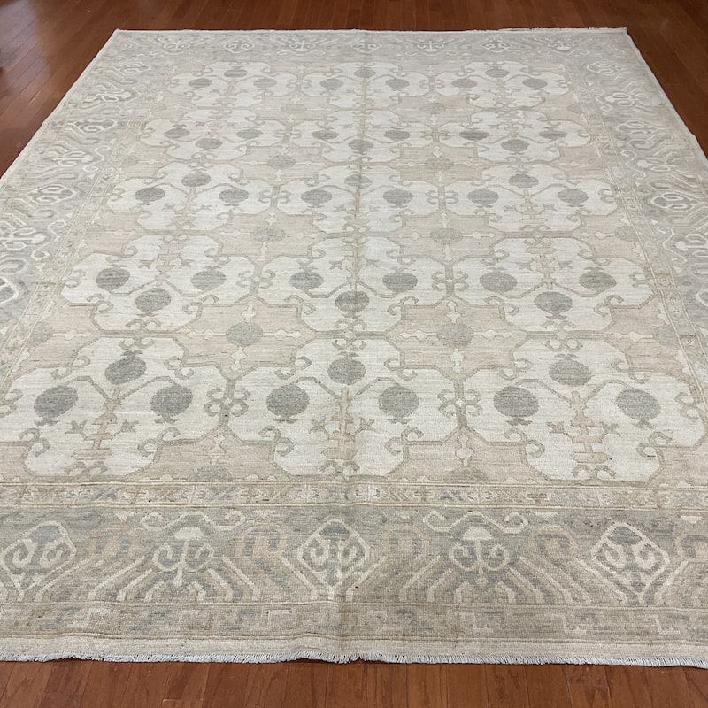 HERAT ORIENTAL Handmade Vegetable Dye Khotan Wool Rug - 9'1" x 12'