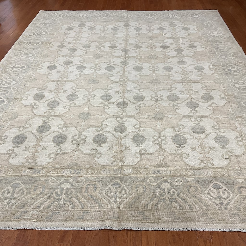 HERAT ORIENTAL Handmade Vegetable Dye Khotan Wool Rug - 9'1" x 12'