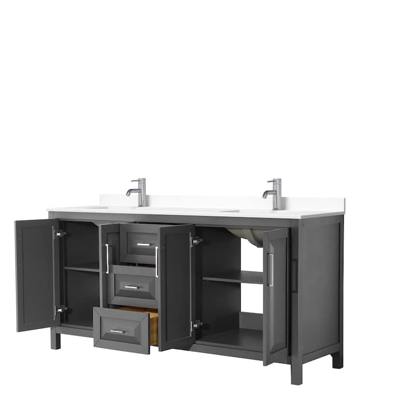 Daria 72 Inch Double Vanity, Cultured Marble Top