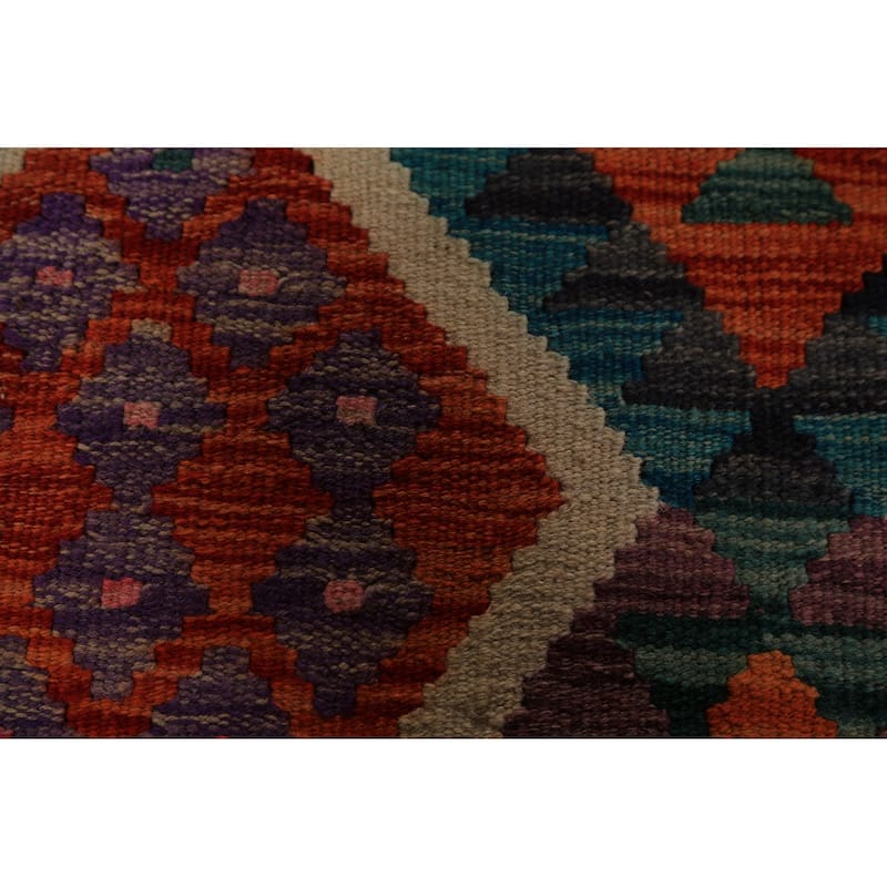 Orange Kilim Oriental Area Rug Hand-Woven Tribal Wool Carpet - 8'5"x 11'5"