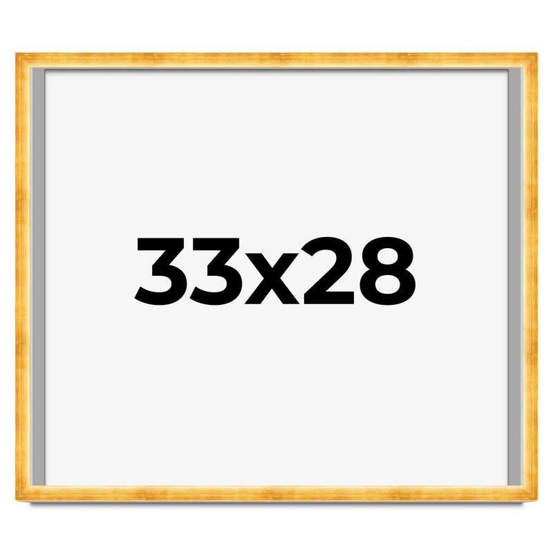 33x28 Shadow Box Frame Gold | 1.625 Inches Deep Real Wood Traditional