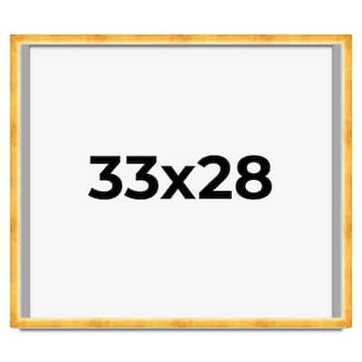 33x28 Shadow Box Frame Gold | 1.625 Inches Deep Real Wood Traditional