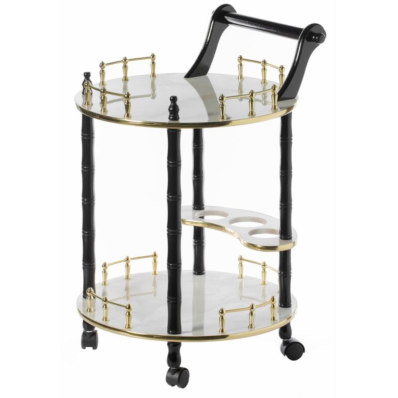 Round 2-tier Serving Bar Cart with Wheels