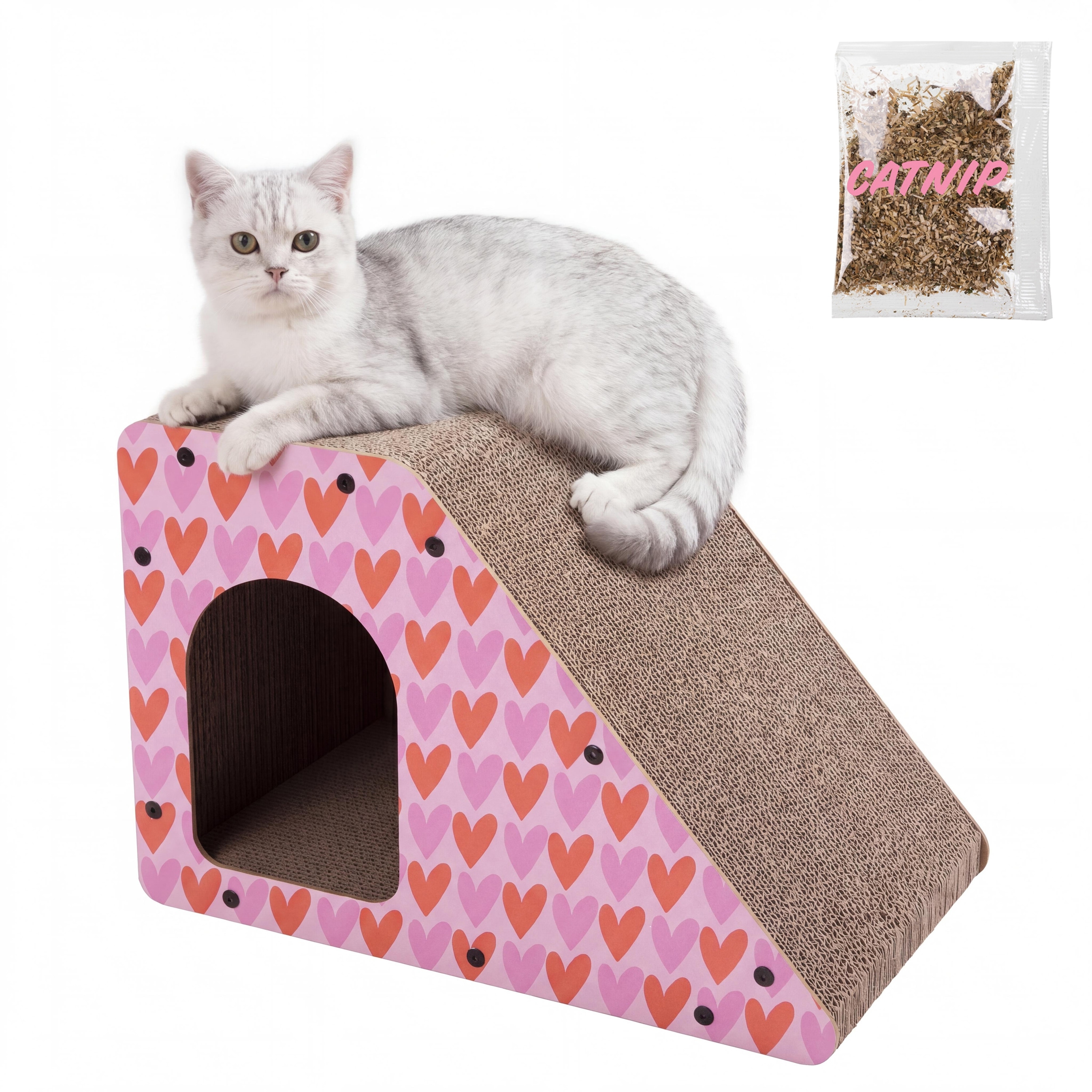 Kento Minimalist Cardboard Angled Cat Cave Scratcher with Catnip