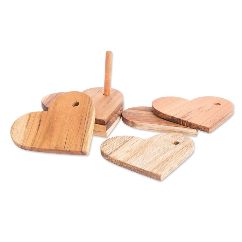 Novica Handmade United By Love Teak Coasters (Set Of 6)