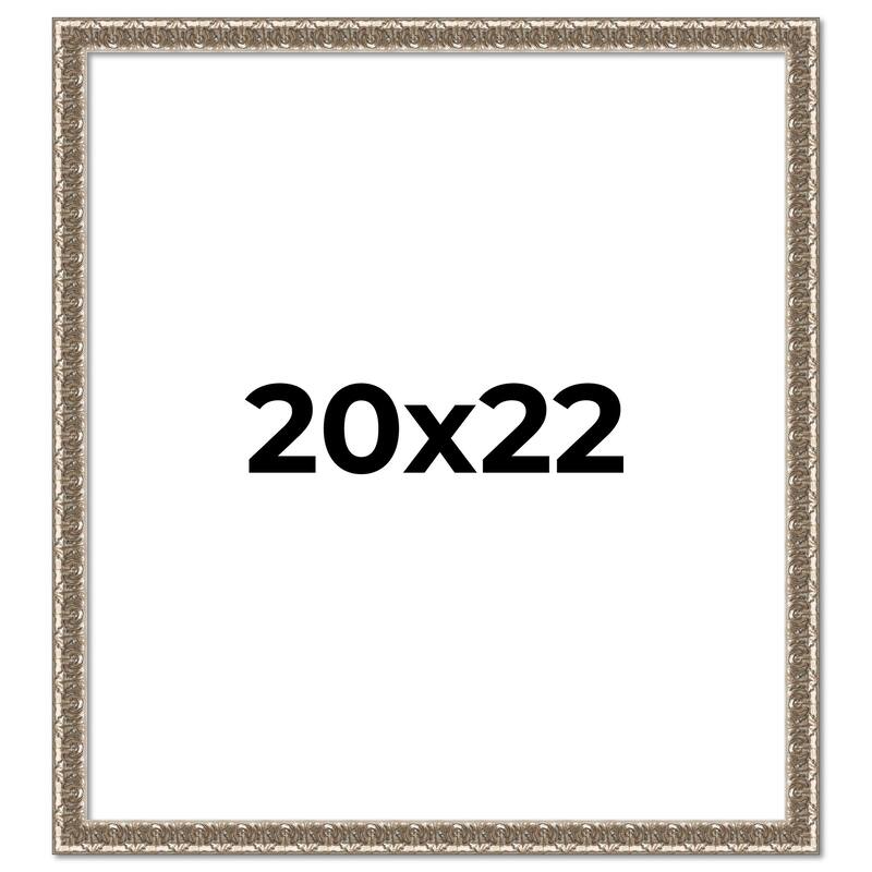 20x22 Frame Silver Versailles Ornate Solid Wood Picture Frame | 1 Inch