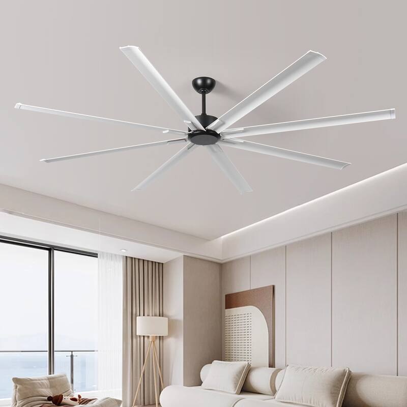 Outdoor 96" Large Ceiling Fan with Remote Control, 6-Speed Noiseless Reversible DC Motor, 8 Aluminum Fan Blades
