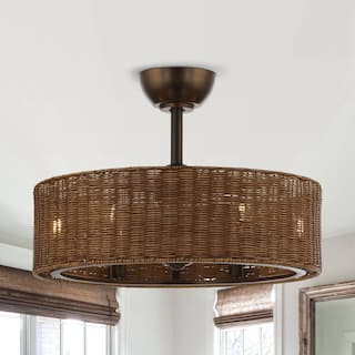 24" 3-Blade 6-Light Woven Farmhouse Ceiling Fan with Light