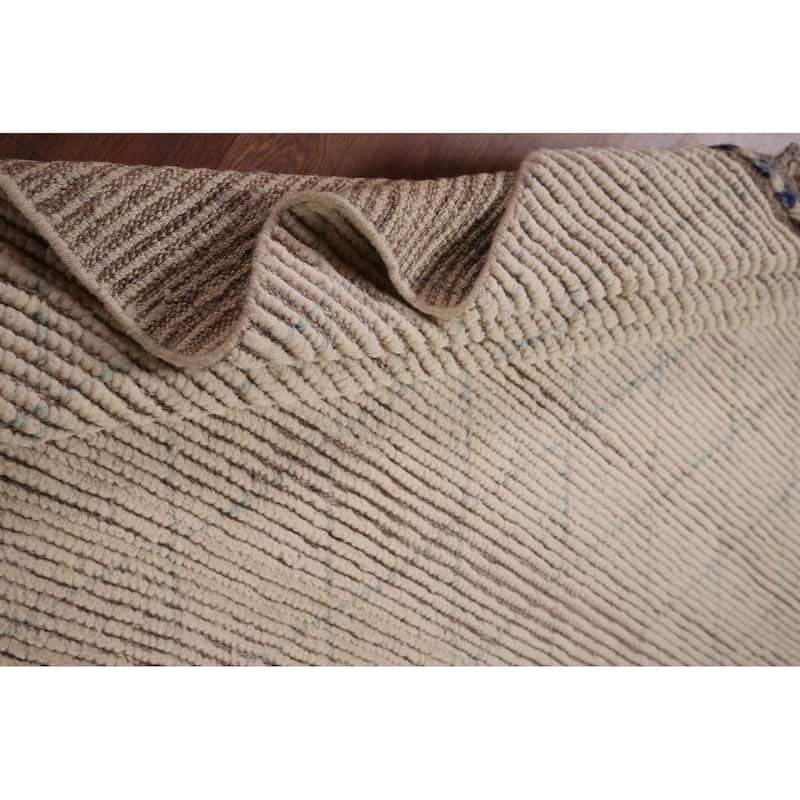 All-Over Trellis Moroccan Oriental Area Rug Hand-Knotted Wool Carpet - 5'0"x 8'5"